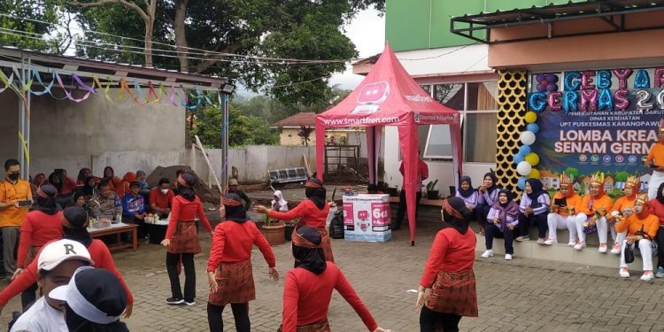 Para Kader Posyandu Antusias Ikuti Lomba Senam Germas yang Diadakan Oleh UPT Puskesmas Karangpawitan